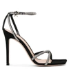 GIANVITO ROSSI BLACK 105 SUEDE CRYSTAL SANDALS