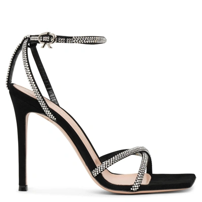 Gianvito Rossi Women's 105mm Crystal-embellished Suede Sandals In Black,silver
