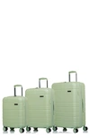 Champs Spinner Suitcase 3-piece Luggage Set In Green