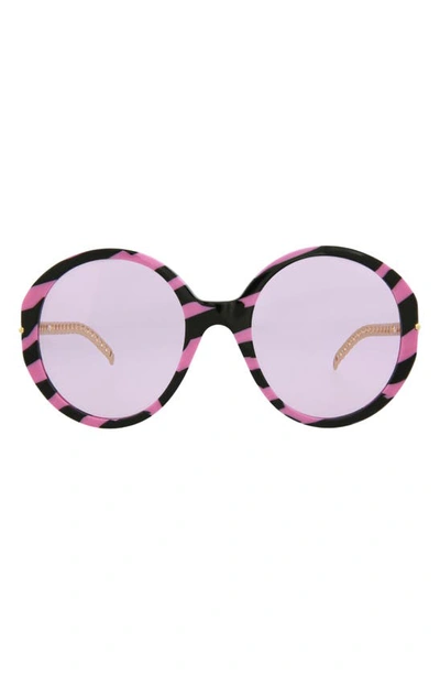Gucci 56mm Round Sunglasses In Pink Gold Pink