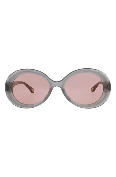 Chloé Core 55mm Oval Sunglasses In Grey Grey Red