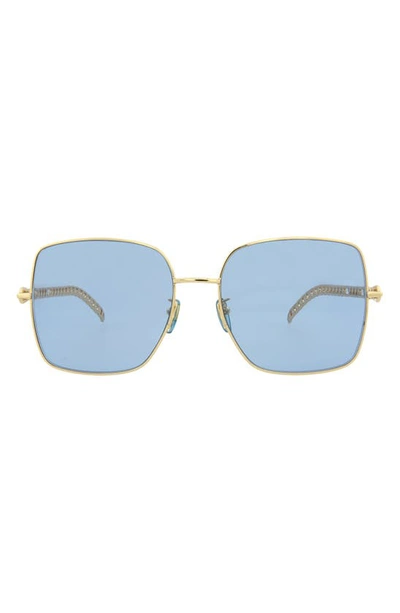 Gucci 61mm Square Sunglasses With Chain In Gold