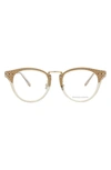 Bottega Veneta 49mm Round Optical Frames In Nude Gold Transparent