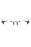Bottega Veneta 49mm Round Optical Frames In Crystal Black Transparent