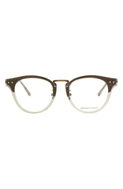 Bottega Veneta 49mm Round Optical Frames In Gold