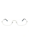 Brioni Novelty 56mm Rectangular Optical Glasses In Silver Transparent