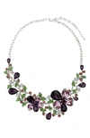 EYE CANDY LOS ANGELES MADISON LAVENDER FLORAL CRYSTAL STATEMENT NECKLACE