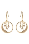 Eye Candy Los Angeles Moon & Star Crystal Drop Earrings In Gold