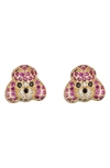 Eye Candy Los Angeles Poodle Cz Stud Earrings In Gold