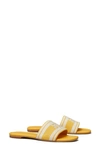 Tory Burch Double T Jacquard Slide Sandal In Mellow Yellow / Ash White
