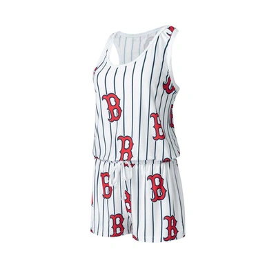 CONCEPTS SPORT CONCEPTS SPORT WHITE BOSTON RED SOX REEL PINSTRIPE KNIT ROMPER