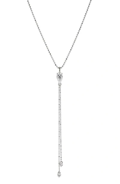 Nadri Cubic Zirconia Pear Drop Y-necklace In Rhodium