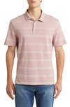 ROBERT BARAKETT ROCKY STRIPE QUARTER ZIP COTTON POLO