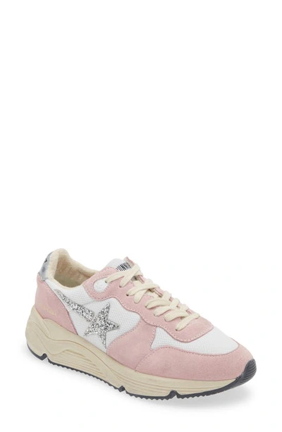 Golden Goose Running-sole Suede Sneakers In Antique Pink Whit