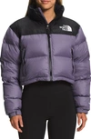 The North Face Nuptse Cropped Down Jacket In Lunar Slate