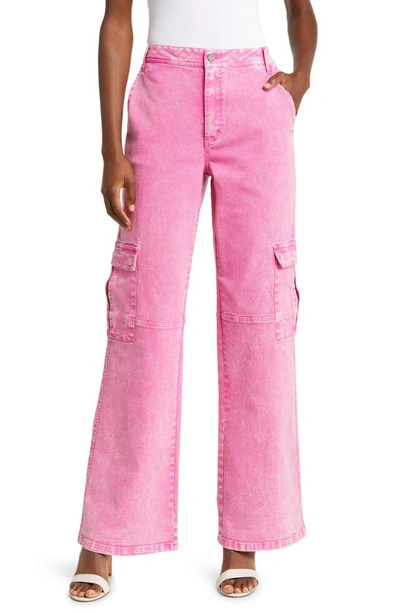 Afrm Maude Wide Leg Cargo Pants In Raspberry Rose