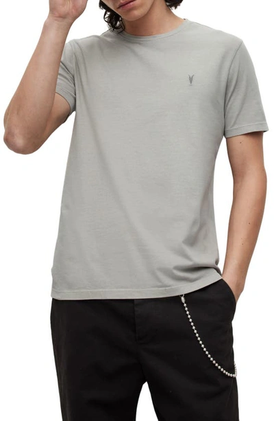 Allsaints Ossage Embroidered Logo Cotton T-shirt In Stone Taupe