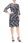 ALEX EVENINGS FLORAL EMBROIDERED SEQUIN SHEATH DRESS