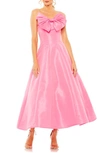 Mac Duggal Strapless Ballgown With Bow Detail In Candy Pink
