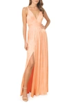 Dress The Population Danae Peach Gown In Peach
