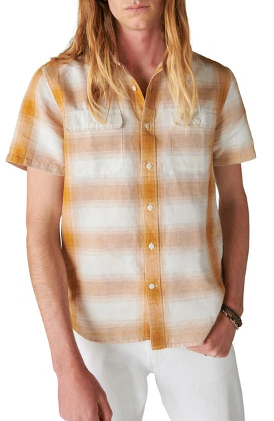 Lucky Brand Plaid Notch Collar Workwear Button-up Shirt In Multi