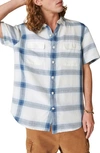 Lucky Brand Plaid Notch Collar Workwear Button-up Shirt In Blue