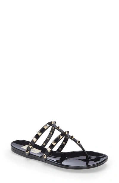 Valentino Garavani Rockstud Jelly Sandal In 0no Nero