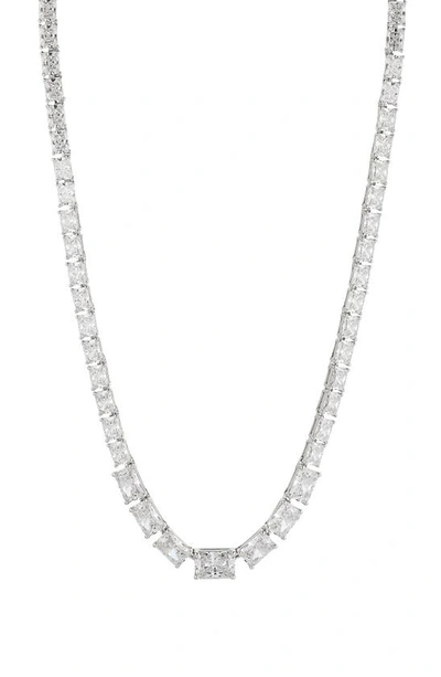 Nadri Isle Cubic Zirconia Collar Necklace In Rhodium