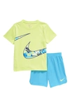Nike Kids' Cotton Blend Graphic T-shirt & Shorts Set In Baltic Blue