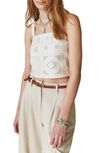 LUCKY BRAND EMBROIDERED CROP TANK