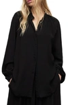 Allsaints Hezzy Gathered Neck Tunic Blouse In Black