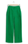 & Other Stories Pleated Relaxed Fit Cotton Trousers In Green