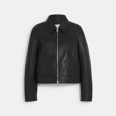 Coach Outlet Leather Jacket In Black