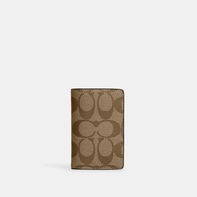 Coach Outlet Id Wallet In Signature Canvas In Beige
