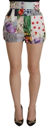 Dolce & Gabbana Multicolor Patchwork High Waist Cotton Shorts In Multicolor