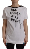 Dolce & Gabbana White Slogan Print Round Neck Cotton  T-shirt In White