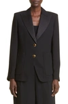 St John Satin Back Crepe Jacket In Black