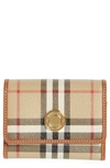 Burberry Check And Leather Small Folding Wallet In Archive Beige