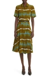 ALTUZARRA KIERA BELTED SHIBORI TIE DYE SILK SHIRTDRESS