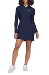 Adidas Golf Half Zip Long Sleeve Golf Dress In Collegiate Navy