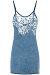 Diesel M-apelle Sheer-panelling Stonewashed Minidress In Blue