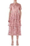 Endless Rose Sequin Embroidered Tiered Dress In Pink