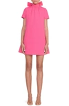 Staud Ilana Tie-back Bow Mini Dress In Coral Pink