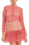 Endless Rose Floral Tulle Long Sleeve Top In Red Multi In Red Multi