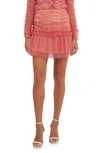 Endless Rose Floral Ruched Mesh Miniskirt In Red Multi