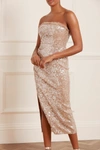 Needle & Thread Stellar Gloss Strapless Ankle Gown In Gold