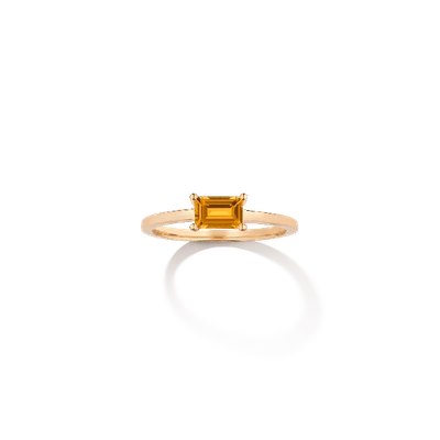 Aurate New York Birthstone Baguette Ring - Citrine In White