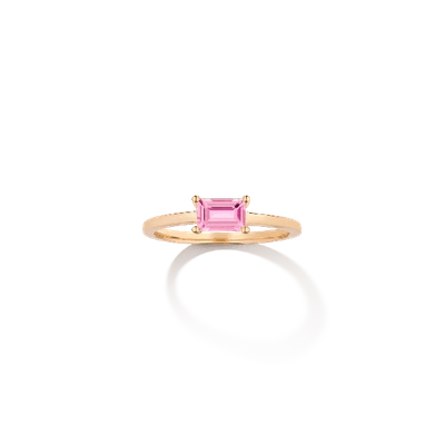 Aurate New York Birthstone Baguette Ring - Pink Tourmaline In White