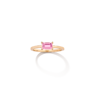 Aurate New York Birthstone Baguette Ring (pink Tourmaline) In White