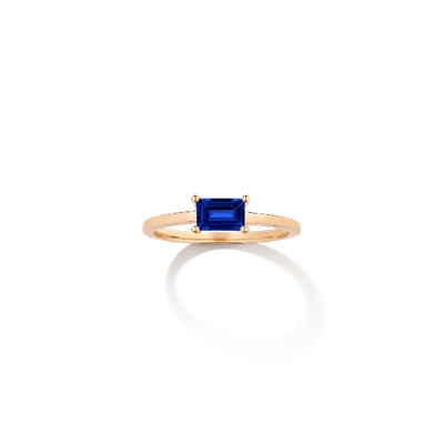 Aurate New York Birthstone Baguette Ring (sapphire) In White